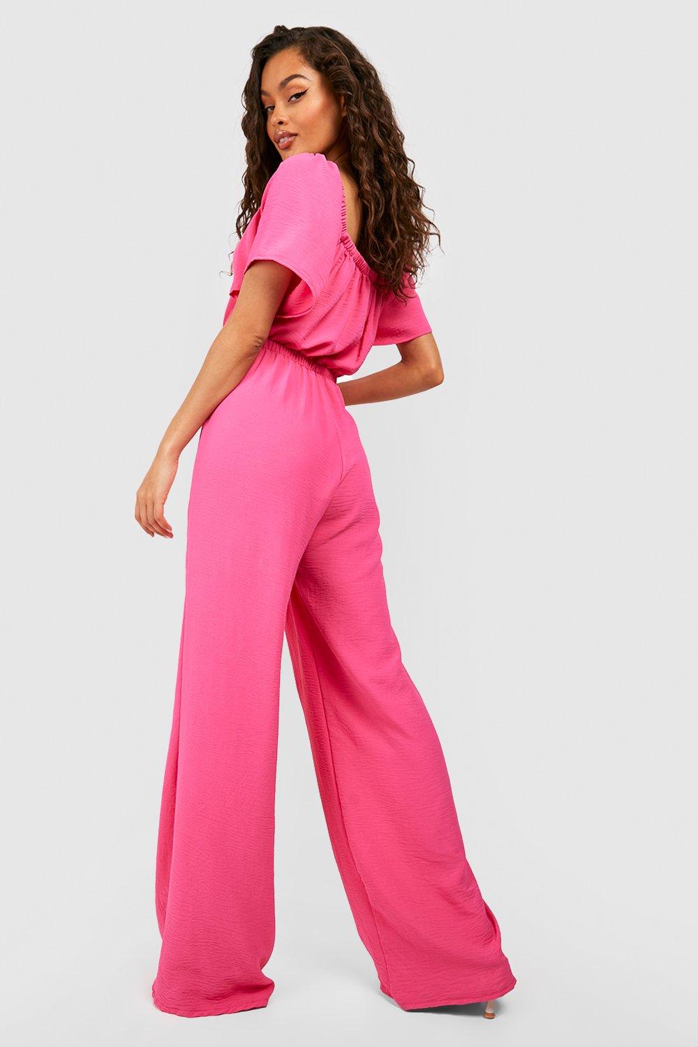 Pink jumpsuit hot sale boohoo